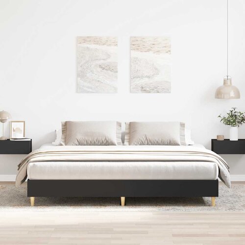 VidaXL Okvir kreveta bez madraca crni 200 x 200 cm konstruirano drvo Slike
