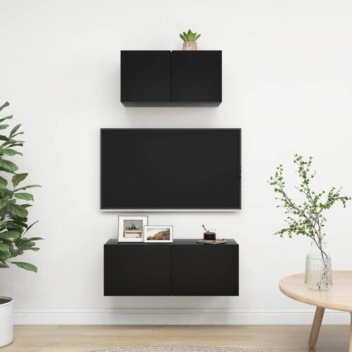 vidaXL 2-dijelni set TV ormarića od iverice crni Cijene