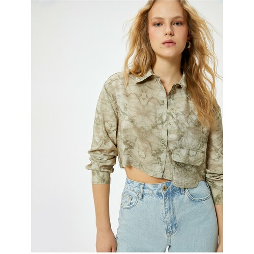 Koton Crop Shirt Long Sleeve Viscose with Cargo Pocket Slike