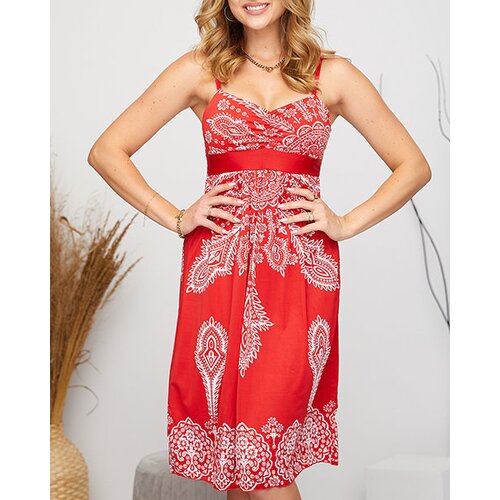 Resti Patterned women's short dress in red - Clothing Cene