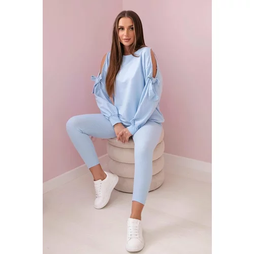 Kesi Set of sweatshirts with bow on the sleeves and leggings blue