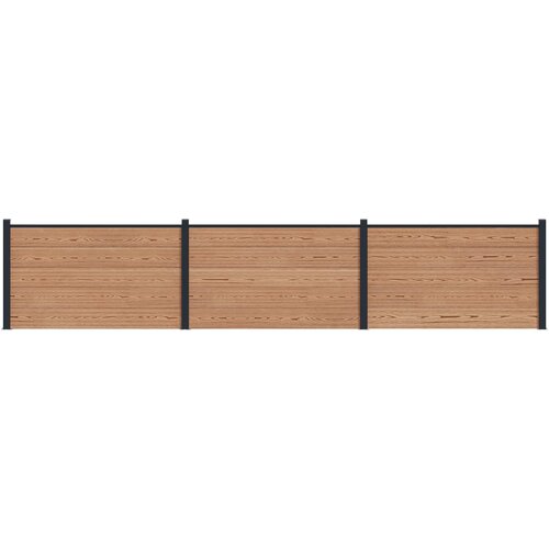 PANEL ograde 3 pcs WPC i aluminij Smeđa Slike