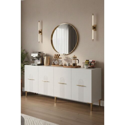 Hanah home komoda Ida 180, 180 cm, bela / zlatna Cene