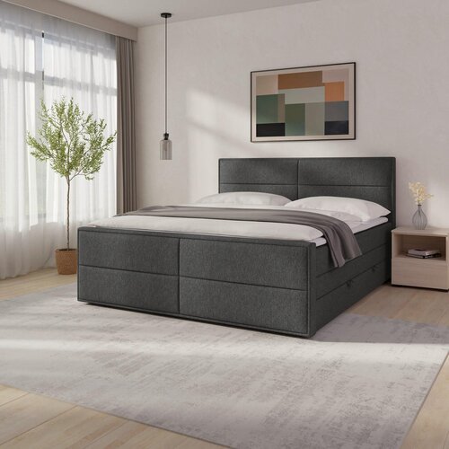 MID.YOU postelja boxspring 180 cm x 200 cm , les, kovina, umetna masa, tekstil antracit Cene