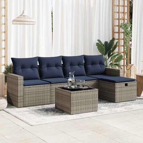 vidaXL 6-dijelni set vrtnih sofa od poliratana s jastucima sivi Cijene