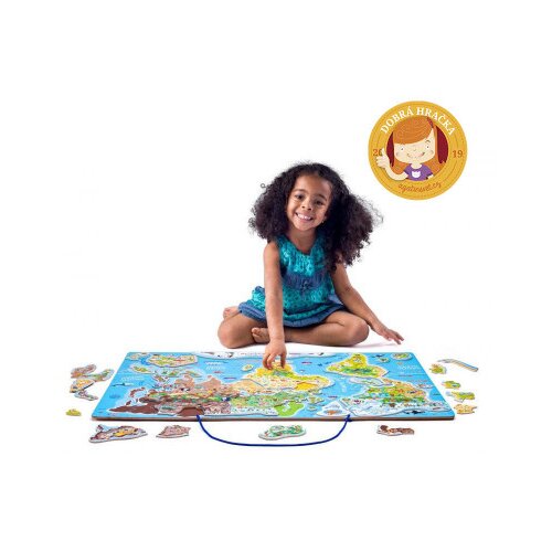 Woodyland Lesenee puzzle z magnetno ploščo - zemljevid sveta. Woody 203 Kos Cene