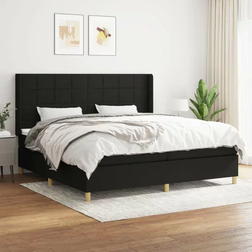  Box spring postelja z vzmetnico črn 200x200 cm blago, (20761243)