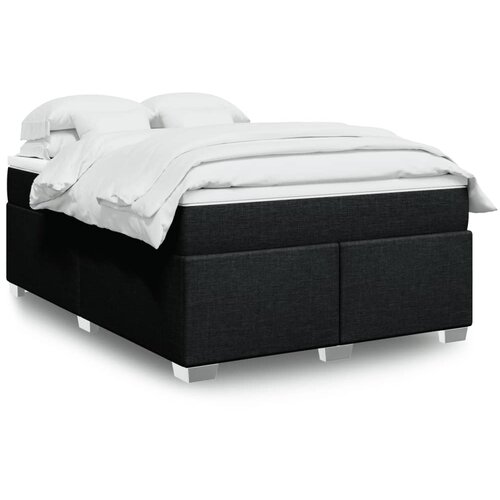 vidaXL Box spring postelja z vzmetnico črna 160x200 cm blago Cene