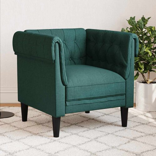vidaXL Fotelja Chesterfield tamnozelena od tkanine Cene
