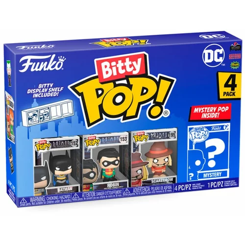 Funko Bitty Pop! DC - Batman, Robin, Scarecrow in Surrise Mystery Mini Slika - 0,9 palca (2,2 cm) - DC Comics Collectable - Priložena razstavna polica - Ideja o darilu - Zabavne torbe zaloga, (21063204)