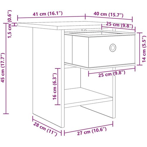 Noćni ormarić s ladicama 2 pcs Umjetnički hrast 41 x 40 x 45 cm Slike