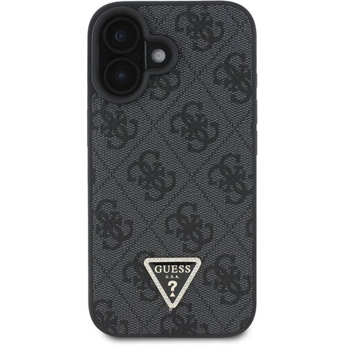 Guess Maska Guess Leather 4G Triangle Strass MagSafe za iPhone 16 crna Slike