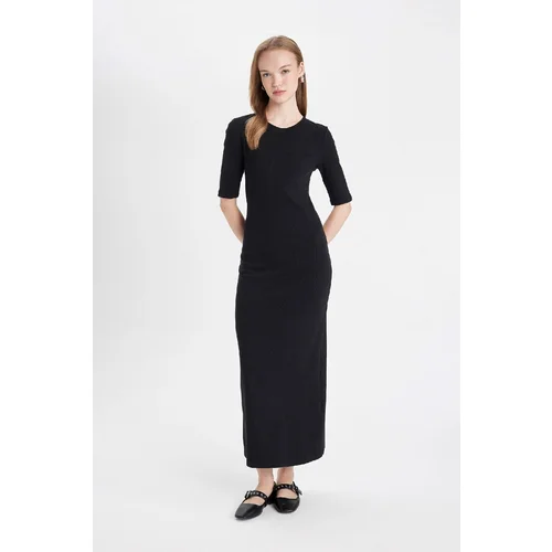 Defacto Bodycon Crew Neck Ribbed Camisole Half Sleeve Maxi Dress