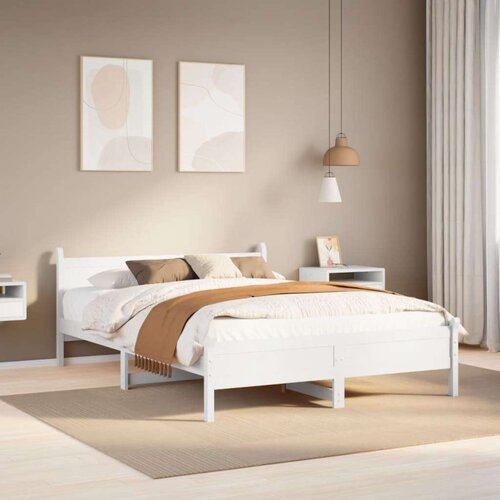vidaXL Posteljni okvir brez vzmetnice bel 140x200 cm trdna borovina Cene