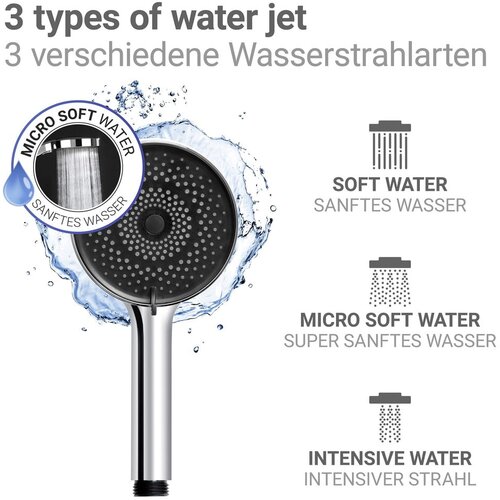 Wenko Tu&amp;scaron; garnitura iz nerjavečega jekla v srebrni barvi z ročno prho/z drsnim nosilcem 70 cm Softwater &amp;ndash; Slike