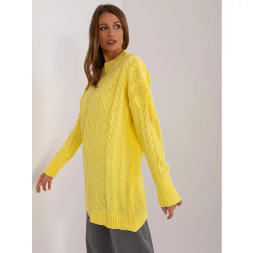 Fashion Hunters Yellow knitted sweater with cables