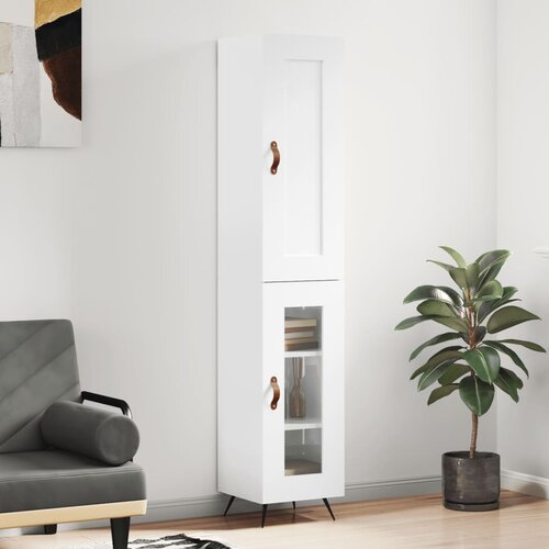 vidaXL Visoka omara visok sijaj bela 34,5x34x180 cm inženirski les Cene