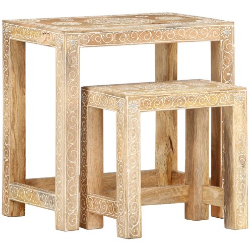 VidaXL Ročno barvana stranska mizica 2-delni komplet trden mangov les, (20979119) Slike