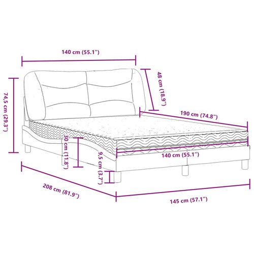  Krevet s madracem smeđesivi 140 x 190 cm od tkanine Slike