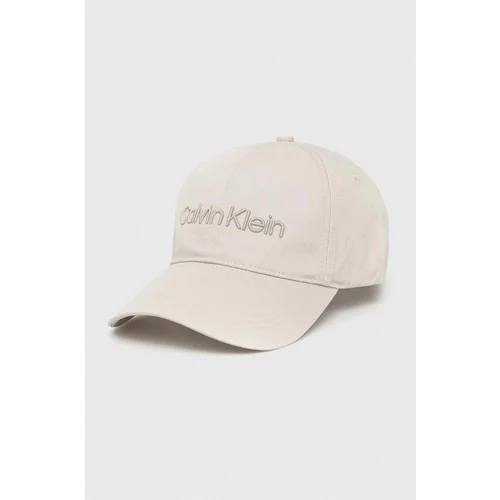 Calvin Klein Pamučna kapa sa šiltom boja: siva, s aplikacijom