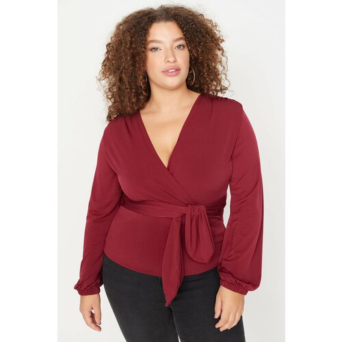 Trendyol Curve Plus Size Blouse - Burgundy - Fitted Cene