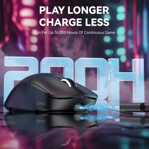 Attack Shark bežični gaming mi&amp;scaron; X3Max PAW3950/42000 DPI/TriMode/200h battery/ergonomic/black Slike
