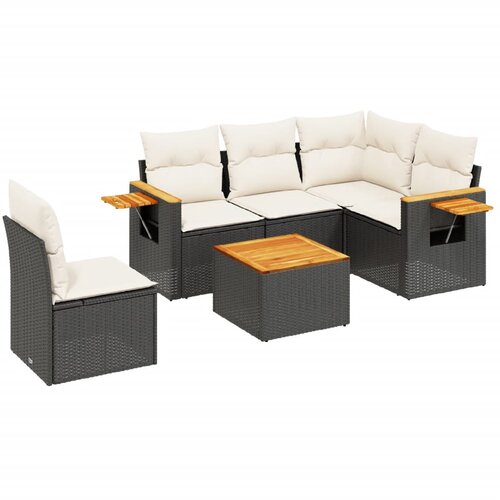vidaXL 6-dijelni set vrtnih sofa s jastucima crni od poliratana Cijene