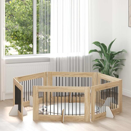  Vrata za pse s postoljem 6 pcs Hrast sonoma 100 x 60 cm Slike