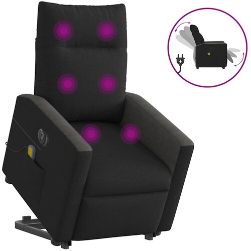 VidaXL Električni masažni naslonjač na podizanje od tkanine crni Slike