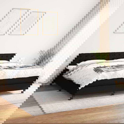  Box spring postelja z vzmetnico črna 160x200 cm blago, (20792073) Slike