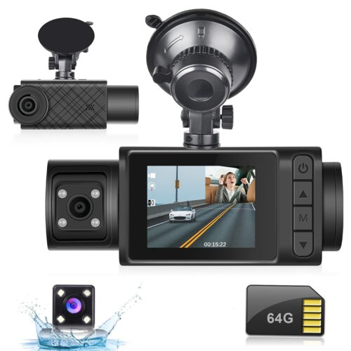 Venisymlis Avtomobilski Snemalnik S 3 Lečami Hd 1080P, Snemanje Spredaj, Notranjosti In Zadaj Z Wifi, (22089629) Slike