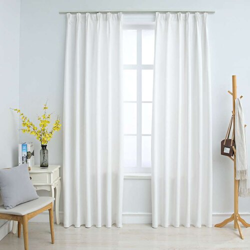 Furnova Zatemnitvene zavese z obe&amp;scaron;ali 2 kosa umazano bele 140x175 cm, (21918245) Slike