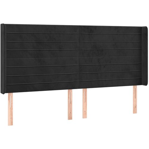 Maison Chic posteljno vzglavje - vzglavna omarica - nočna omarica z u&amp;scaron;esi črno 203x16x118/128 cm žamet, (21712190) Slike