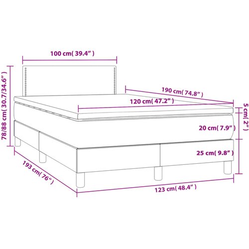  Krevet box spring s madracem tamnosmeđi 120 x 190 cm od tkanine Slike