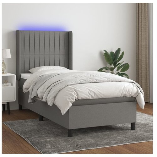  Krevet box spring s madracem LED tamnosivi 80 x 200 cm tkanina Cene
