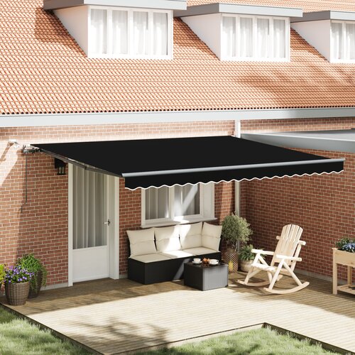 vidaXL Automatska uvlačiva tenda s LED crna 450x300 cm, Zamjenska tenda za okvir 4.5x3 m crna Cijene