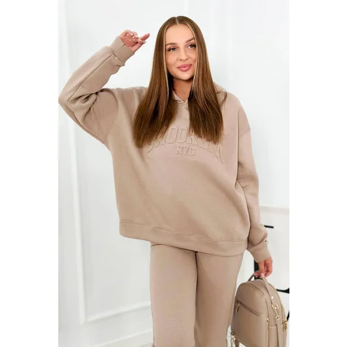 Kesi Insulated cotton set, sweatshirt + trousers Brooklyn dark beige