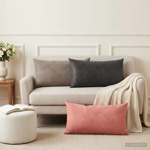  Presvlaka za jastuk 12 pcs HEERLEN Tamnosiva 40 x 80 cm Baršun Cene