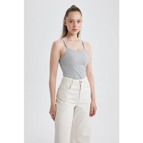 Defacto Cool Fitted Ribbed Camisole Gray Strap Undershirt Slike