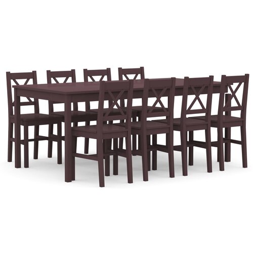 VidaXL Jedilna garnitura 9-delna borovina temno rjava, (21003252) Slike