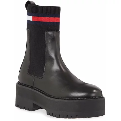 Tommy Jeans Gležnjarji Chelsea Tjw Flatform Chelsea Sock EN0EN02301 Black BDS