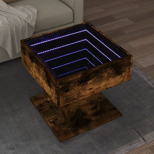 Furnova Klubska mizica LED dimljeni hrast 50x50x45 cm inženirski les, (21914617) Cene