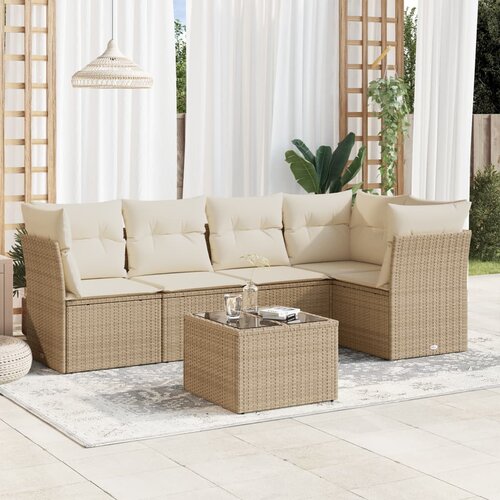 vidaXL 6-dijelni set vrtnih sofa s jastucima bež od poliratana Cijene