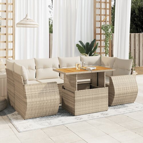 vidaXL 7-dijelni set vrtnih sofa od poliratana s jastucima bež Cijene