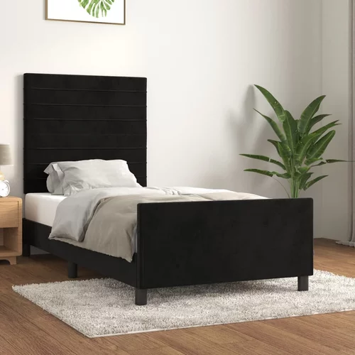 vidaXL Okvir za krevet s uzglavljem crni 90x190 cm baršunasti