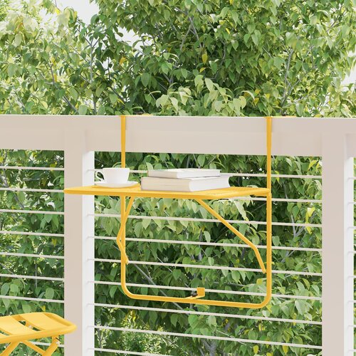 VidaXL Miza za balkon Gorčična Jeklo Srednja Zložljiva Vrtna miza Slike