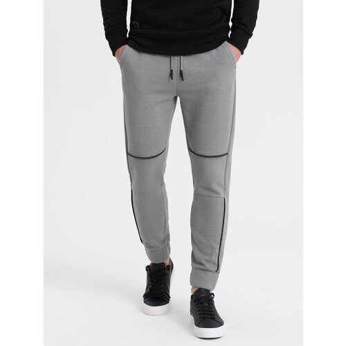 Ombre Men's sweatpants with contrast stitching - gray Cene
