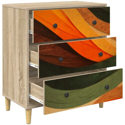  Komoda BONN Retro valni uzorak 66 x 36,5 x 75 cm Sonoma Slike
