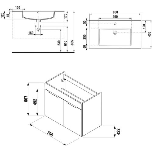 Jika H4537621763001 Cube 80 x 44 cm umivalnik z omarico Slike