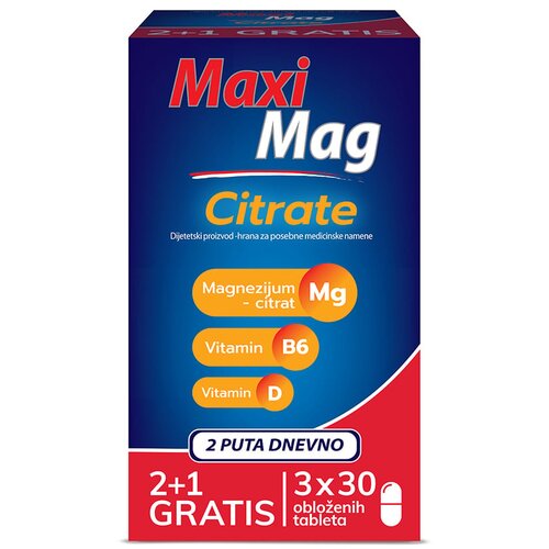 Dr. Theiss Maxi Mag Citrate 30 obloženih tableta, 2+1 gratis pakovanje Cene